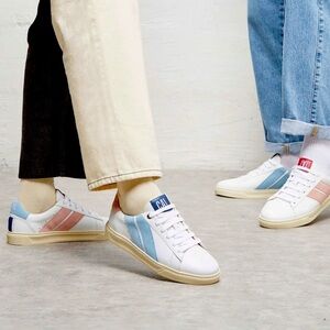 CAVAL Mirror Pastel Pink Low Top Leather Sneakers​​